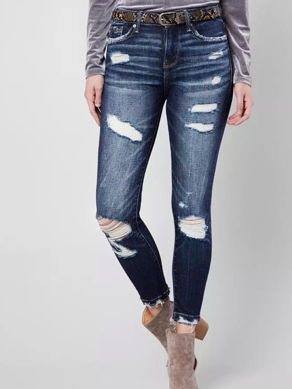 Buckle Black Fit No.53 Ankle Skinny Jeans 26 x 31 Stretch Destruction Ripped